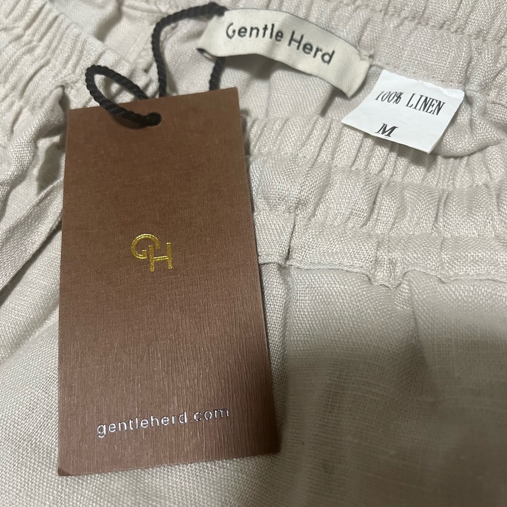 NWT Wide Leg Linen Elastic Waist Pants - Cream - Picture 2 of 3